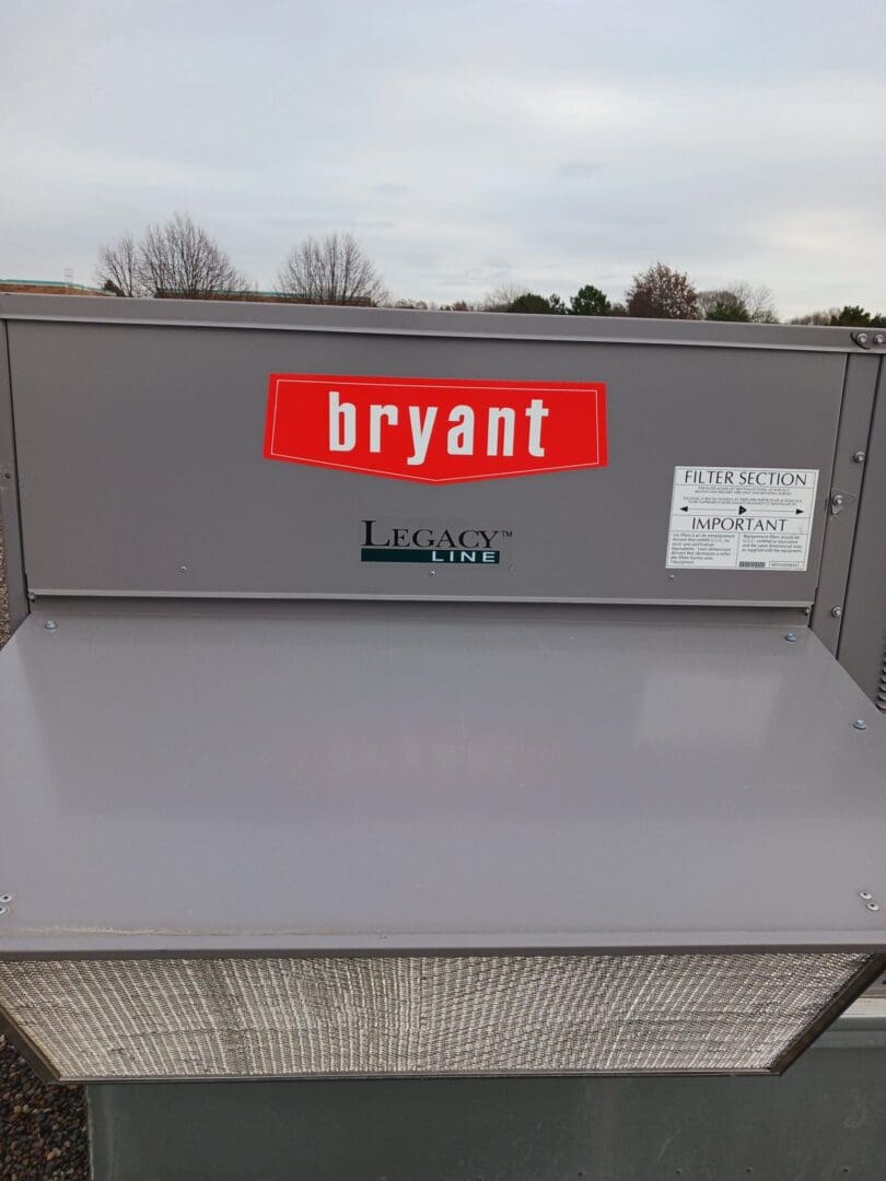 A gray box with the name bryant on it.